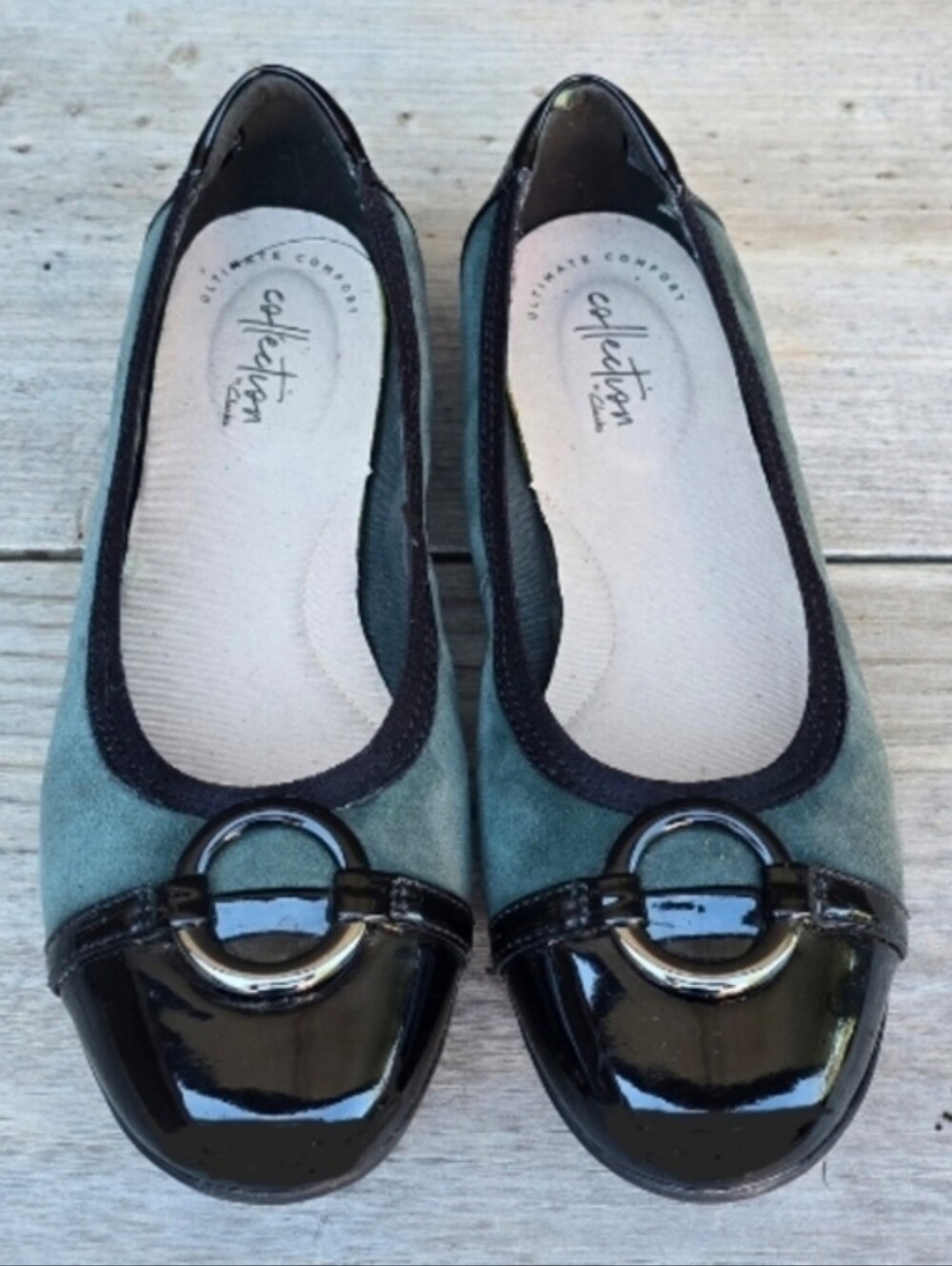 Clarks Gracelin Wind Classic Preppy Suede Capped Toe Comfort Ballet Flats 7.5M